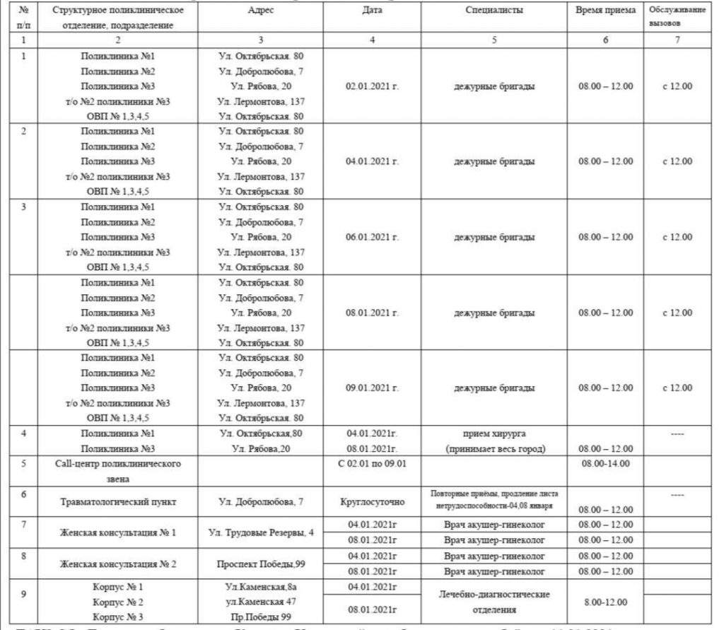 График работы Городской больницы в праздничные дни — Городская Больница